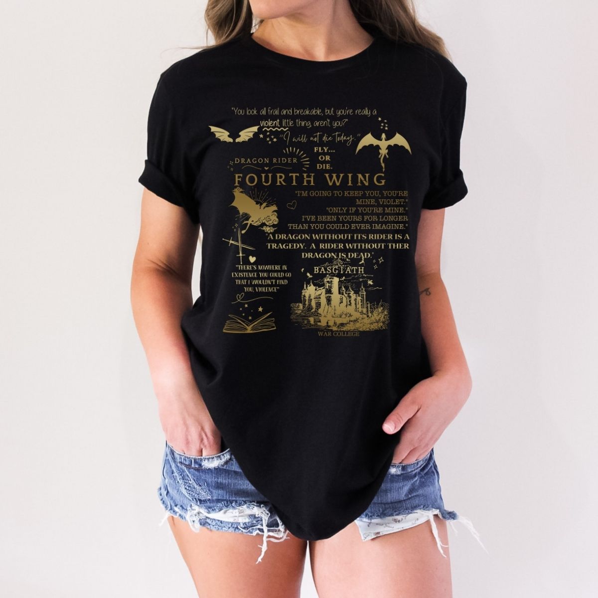 Fourth Wing Dragon Rider Quotes | T-Shirt