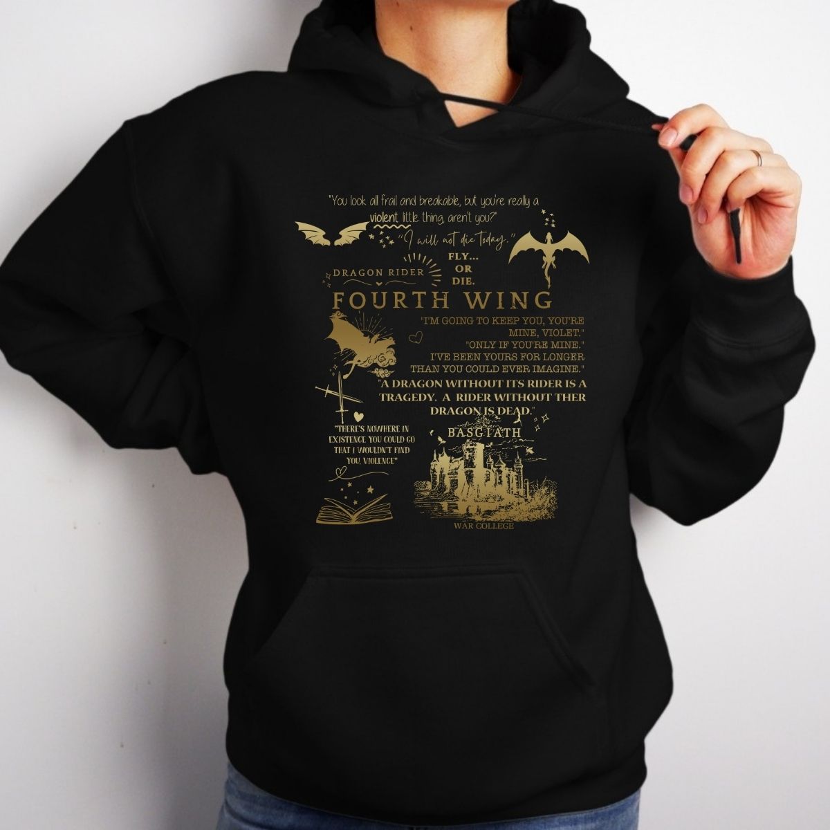 Fourth Wing Dragon Rider Quotes | Hooded Sweatshirt