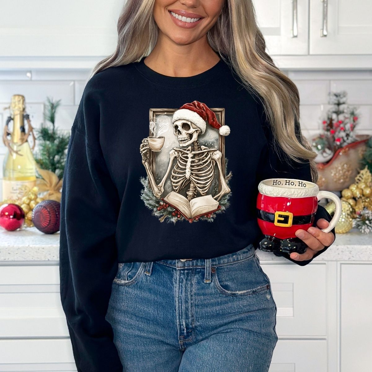 Skeleton Reading Adult Crewneck