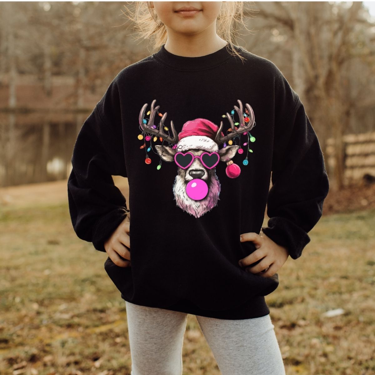 Reindeer Bubblegum Toddler Crewneck