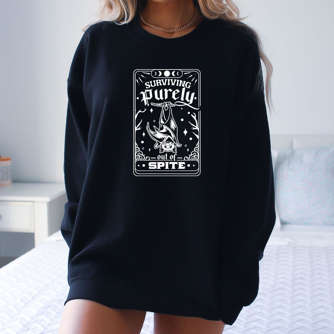 Purely Surviving Bat Design Tarot Crewneck