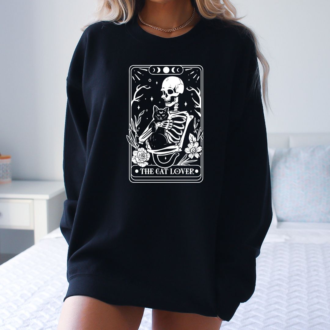 Skeleton Cat Lover Tarot Crewneck